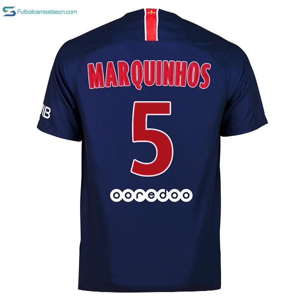 Camiseta Paris Saint Germain 1ª Marquinhos 2018/19 Azul